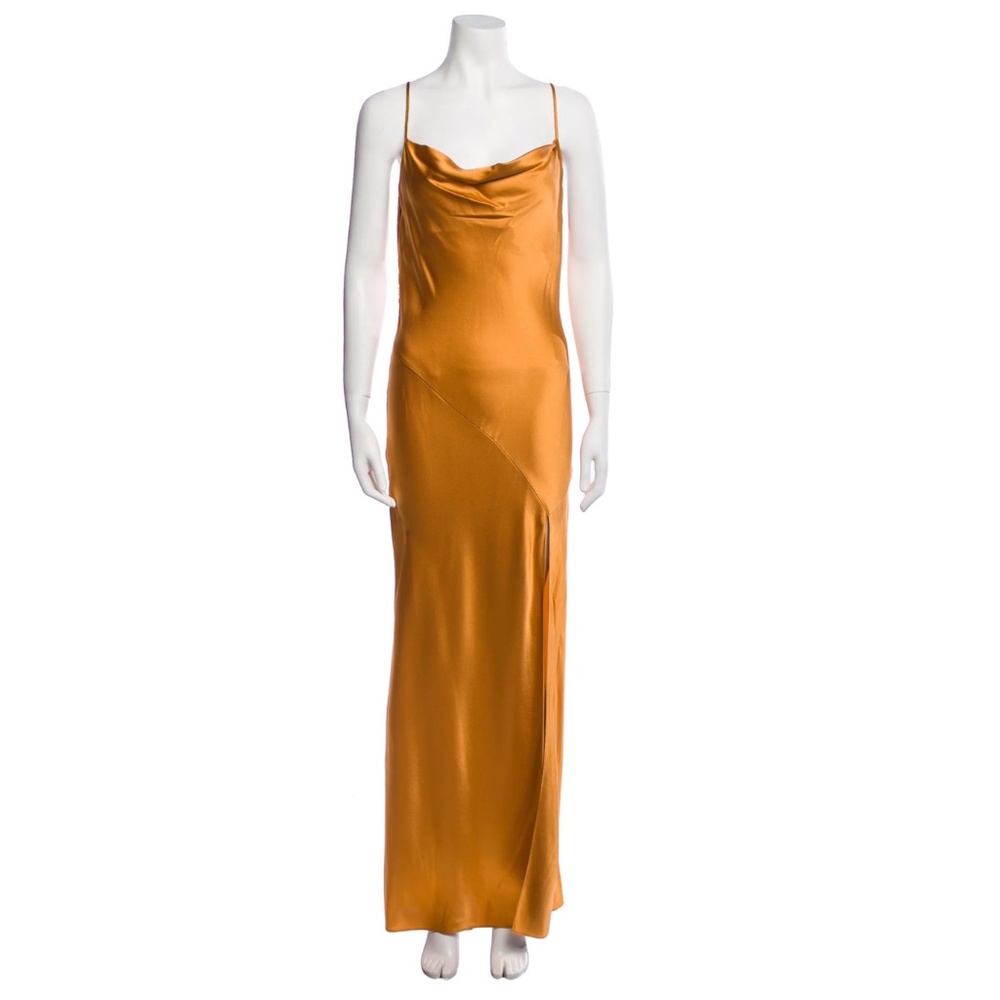 Nicholas Burnt Orange Bias Cut Silk Dress w/ Slit